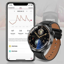 Lade das Bild in den Galerie-Viewer, VitalSense Pro X - Gesundheits-Smartwatch mit Lederarmband (2025)