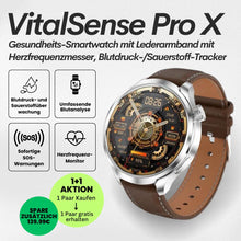 Lade das Bild in den Galerie-Viewer, VitalSense Pro X - Gesundheits-Smartwatch mit Lederarmband (2025) - Sonderaktion 1+1 Gratis
