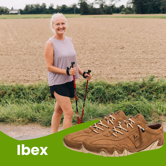 Ibex - ergonomischer, schmerzlindernder & wasserdichter Leder-Barfußschuh für sicheres, gelenkschonendes Gehen für Senioren