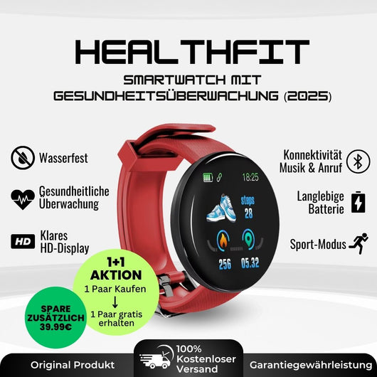 HealthFit - Gesundheits u.-Fitness-Smartwatch (2025) - Sonderaktion 1+1 Gratis